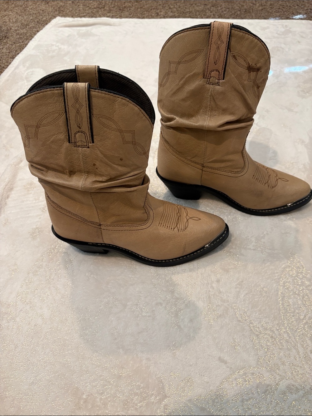 Shyanne Tanya Tan Slouch Western Boots Metal Toe Size 9
